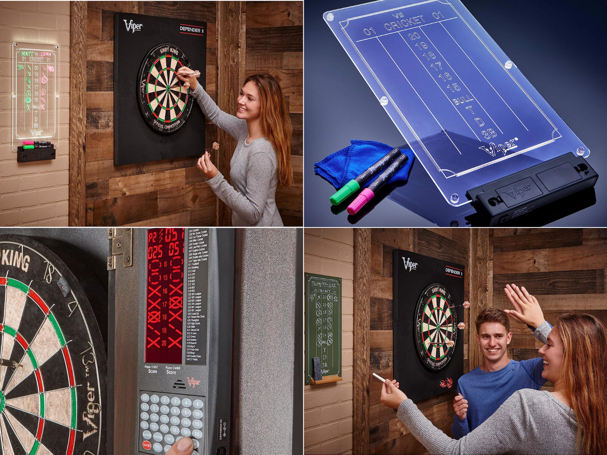 3 different ways to score darts, dry erase, chalk, and electronically for more fun with dart scoring boards.