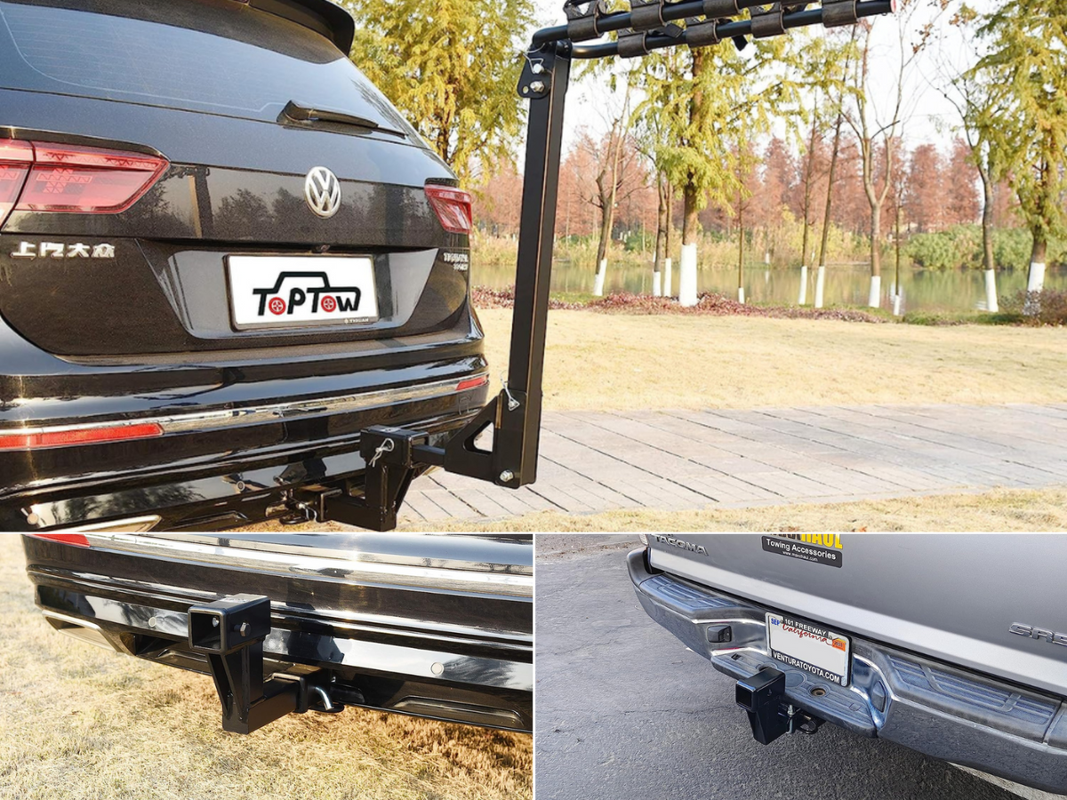 A 6 inch drop hitch being used in 2 different pictures as a hitch riser.