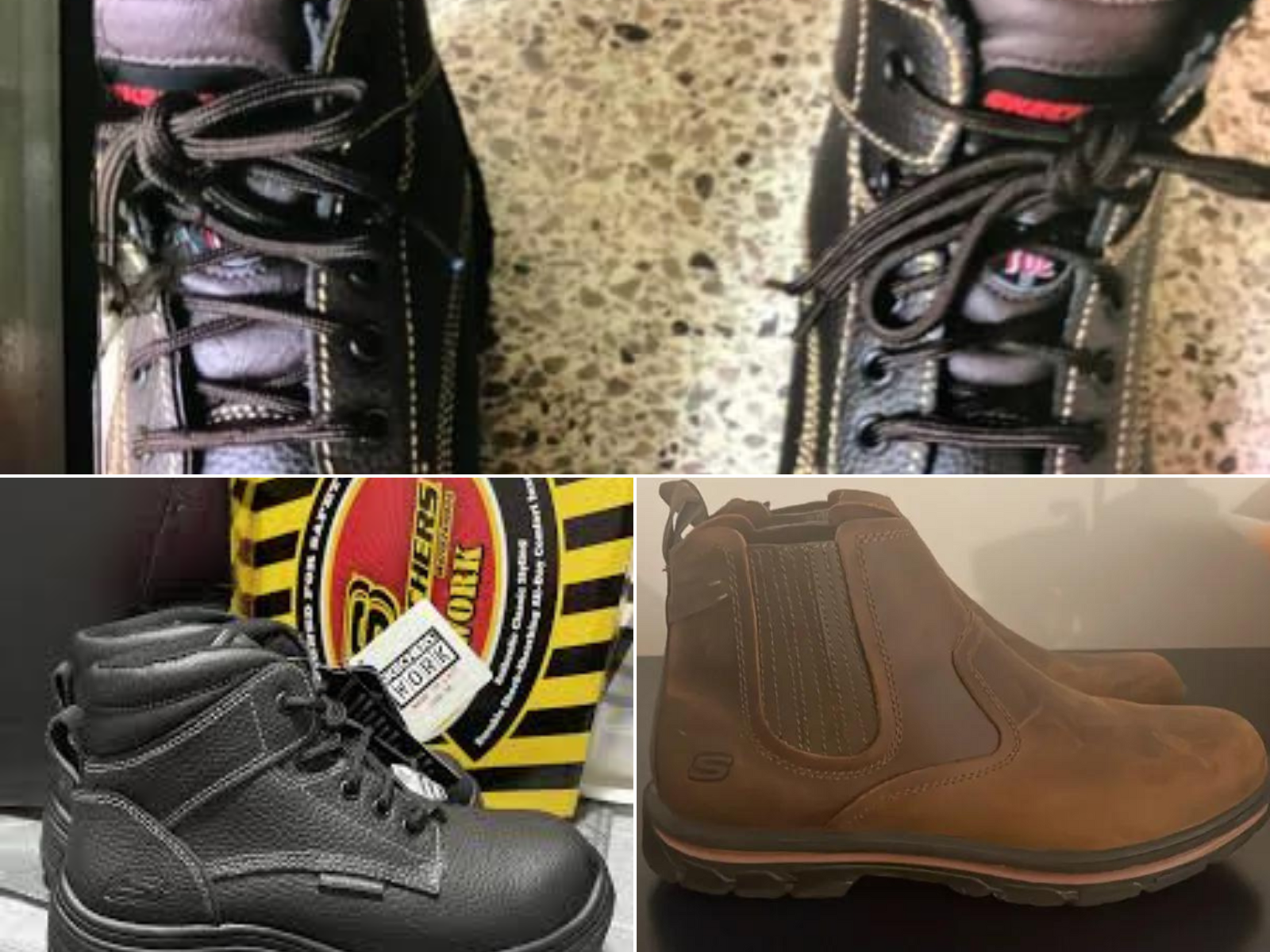 Skechers work boot, hiking boot, and casual boot.