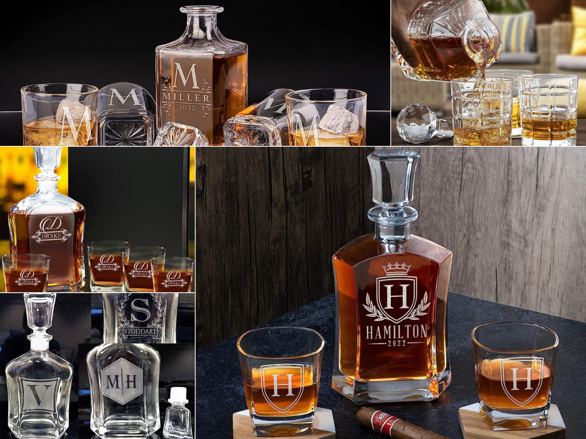 Five different styles of personalized decanter for your favorite adult beverage.