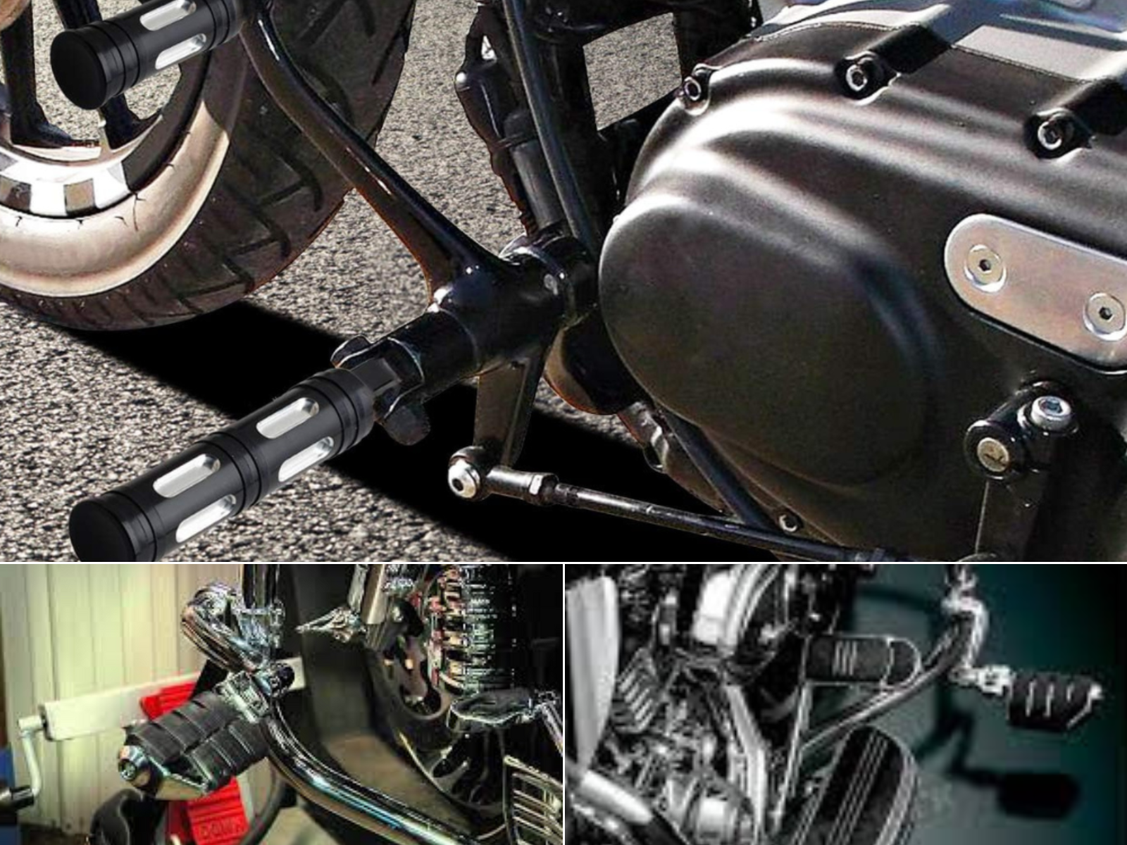 3 bikes with Harley highway pegs, or footpegs, foot pegs, you choose what you call them.