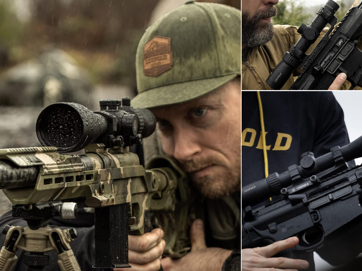 3 pictures of men using the different Mark 3HD scopes in different scenarios.