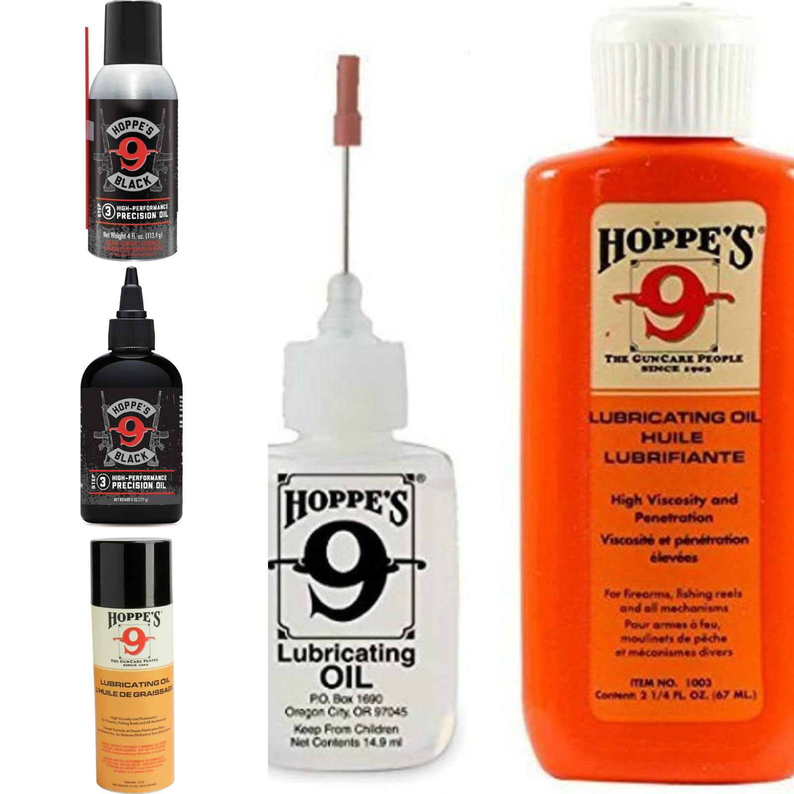 Four different versions of gun oil from Hoppe's
