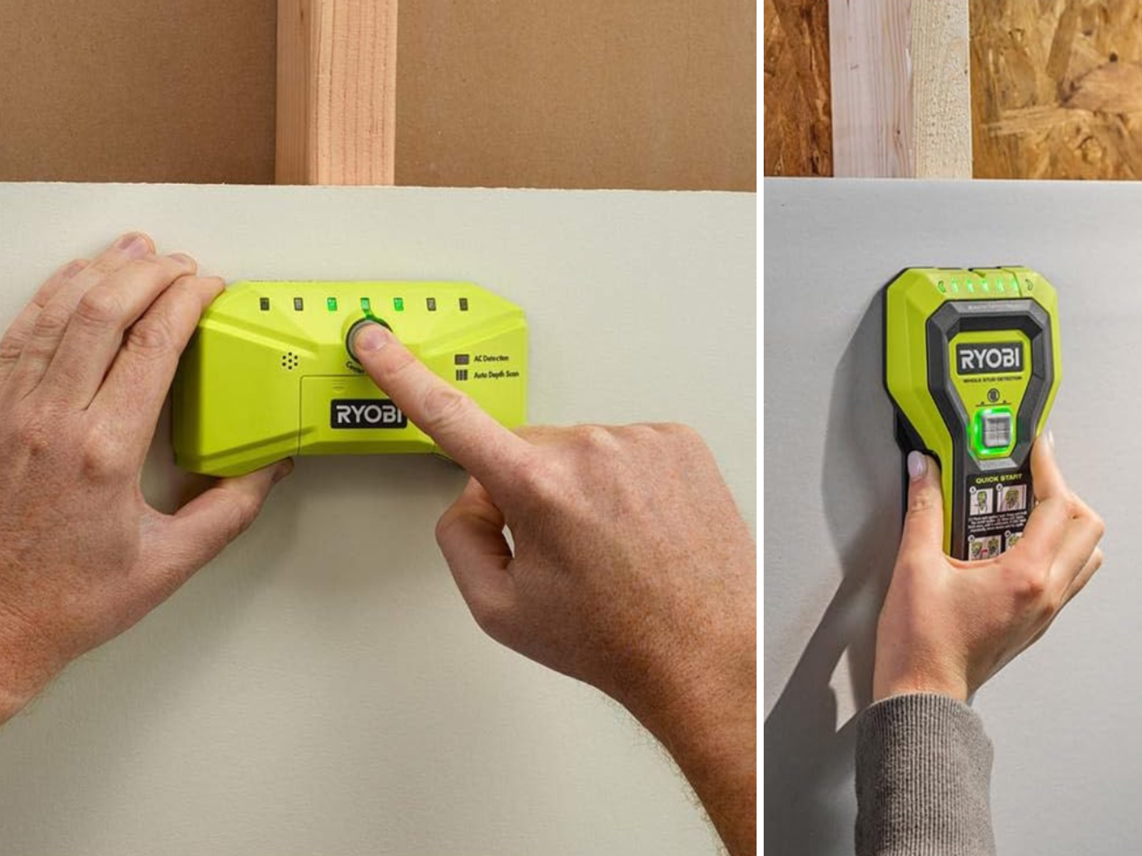 A centering stud finder and another electronic stud finder from Ryobi.