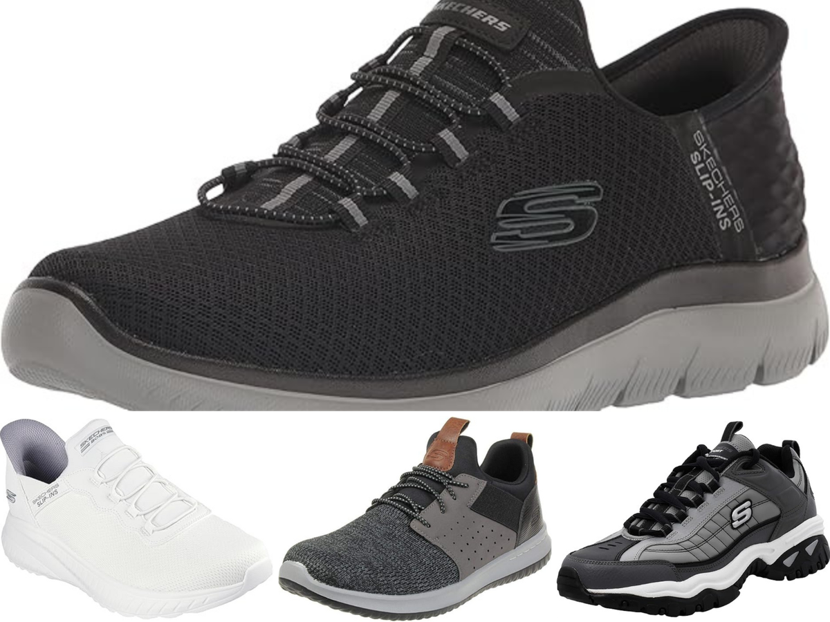 4 Skechers men's shoes, varying styles and colors