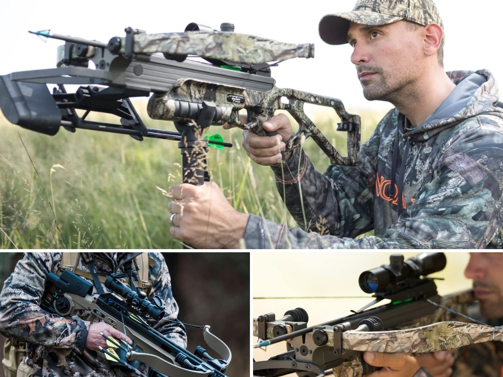 3 different men hunting in different settings with their Excalibur Crossbow