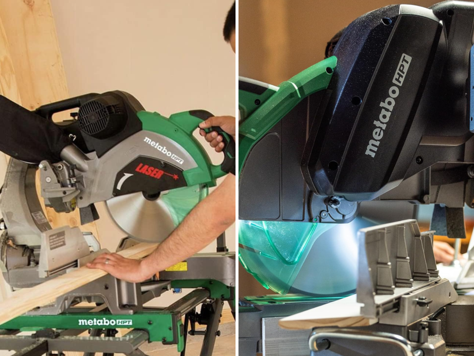 A picture of corded and cordless miter saws from Metabo