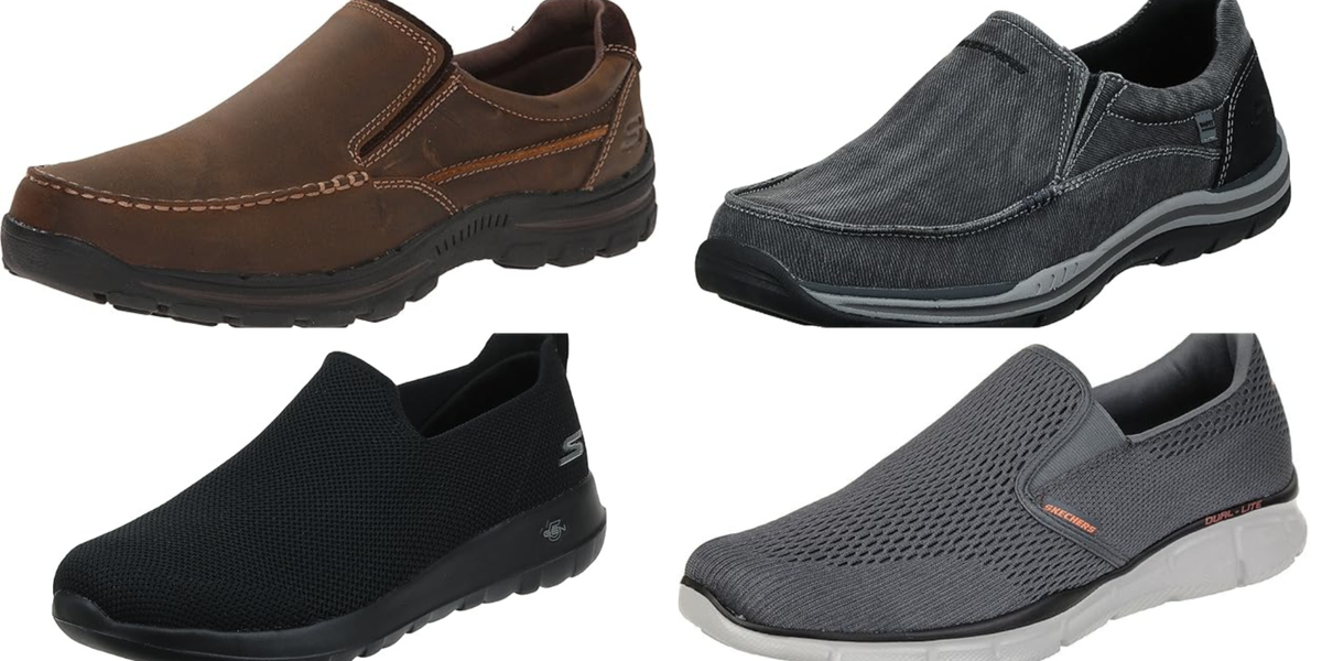 4 Skechers slip ins in multiple colors and materials