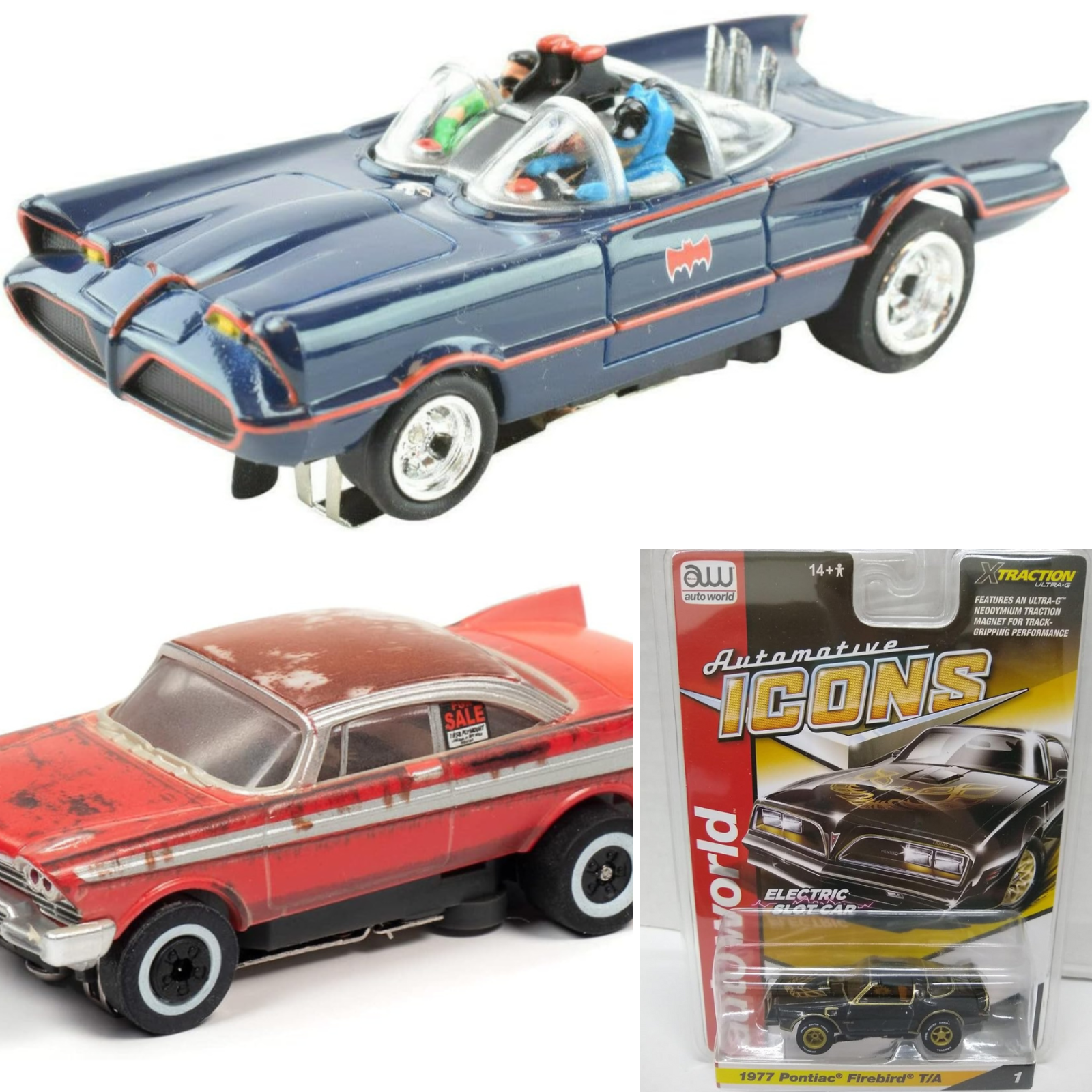 Auto world slots from famous movies, Batmobile, black and gold Trans Am