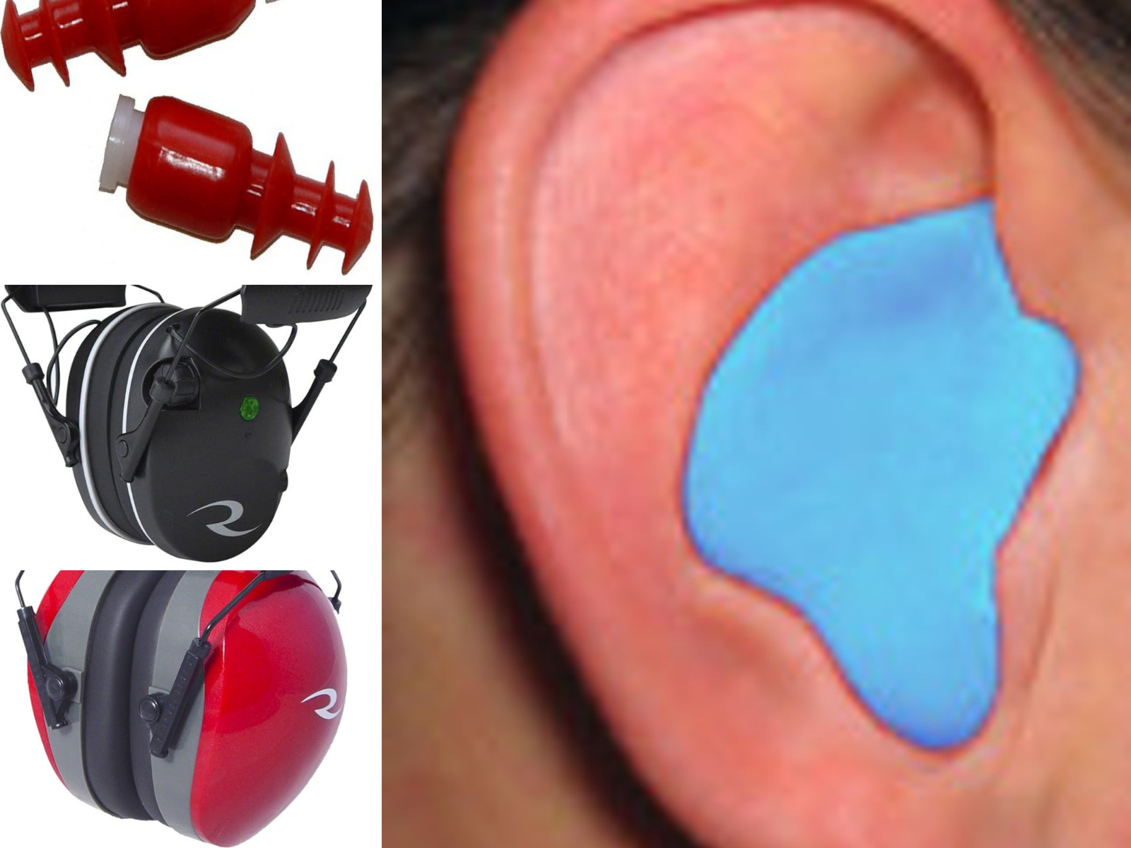 Ear protection devices, muffs, electronic muffs, Cease Fire plugs, and molded plugs