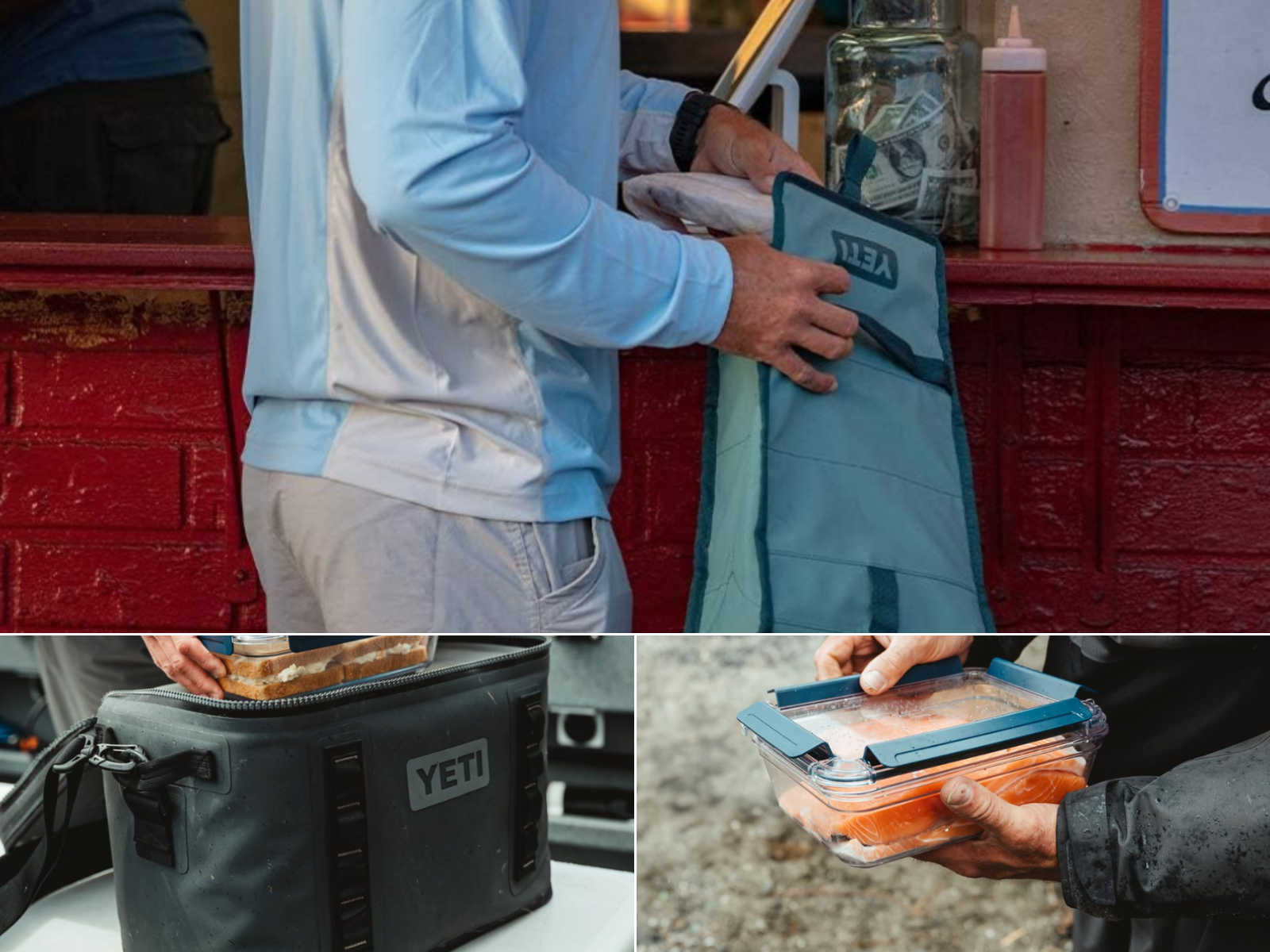 The Lunchbox, bag, and container from YETI shown in use